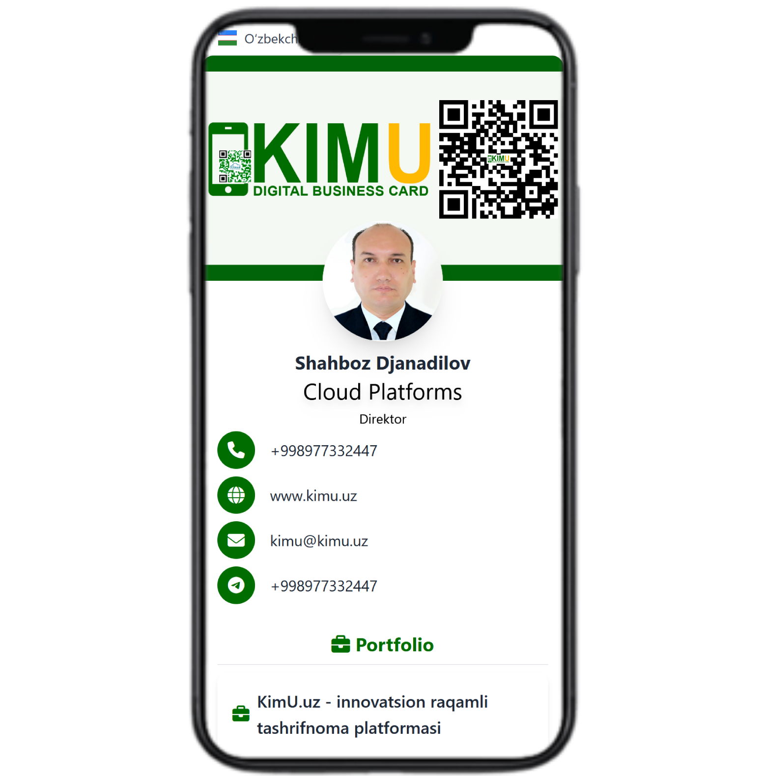 kimu.uz digital card Preview